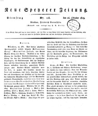 Neue Speyerer Zeitung Dienstag 26. Oktober 1819