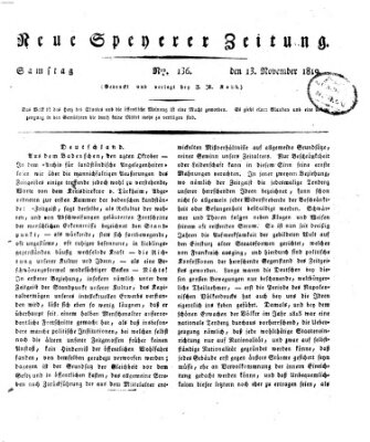Neue Speyerer Zeitung Samstag 13. November 1819