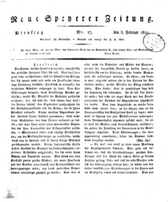 Neue Speyerer Zeitung Dienstag 8. Februar 1820