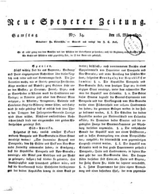 Neue Speyerer Zeitung Samstag 18. März 1820