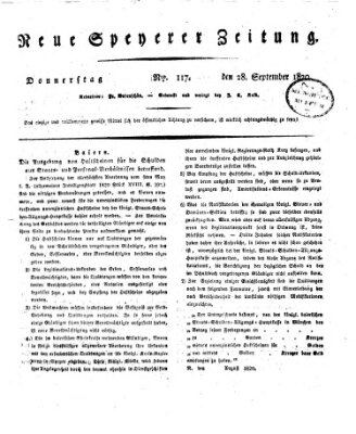 Neue Speyerer Zeitung Donnerstag 28. September 1820