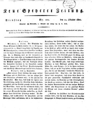 Neue Speyerer Zeitung Dienstag 10. Oktober 1820