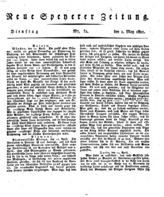 Neue Speyerer Zeitung Dienstag 1. Mai 1821