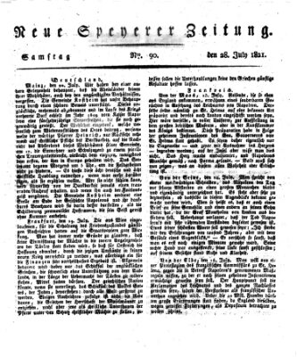 Neue Speyerer Zeitung Samstag 28. Juli 1821