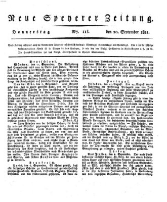 Neue Speyerer Zeitung Donnerstag 20. September 1821
