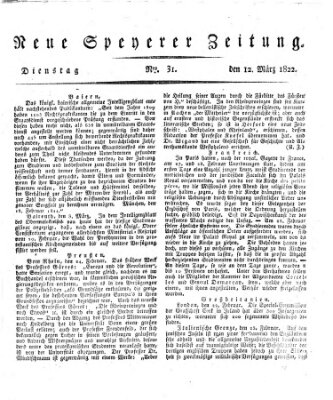 Neue Speyerer Zeitung Dienstag 12. März 1822