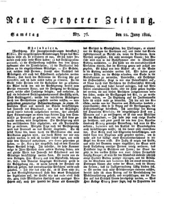 Neue Speyerer Zeitung Samstag 22. Juni 1822
