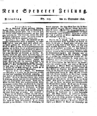 Neue Speyerer Zeitung Dienstag 10. September 1822