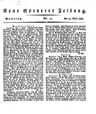 Neue Speyerer Zeitung Samstag 19. April 1823