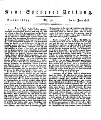 Neue Speyerer Zeitung Donnerstag 12. Juni 1823