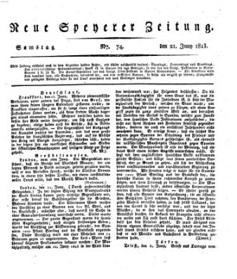Neue Speyerer Zeitung Samstag 21. Juni 1823