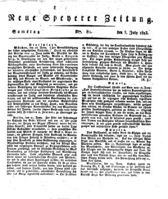 Neue Speyerer Zeitung Samstag 5. Juli 1823
