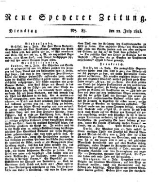Neue Speyerer Zeitung Dienstag 22. Juli 1823