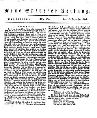 Neue Speyerer Zeitung Donnerstag 18. Dezember 1823