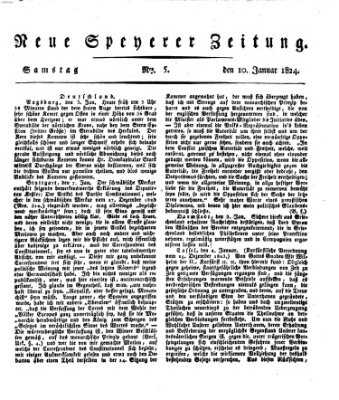 Neue Speyerer Zeitung Samstag 10. Januar 1824