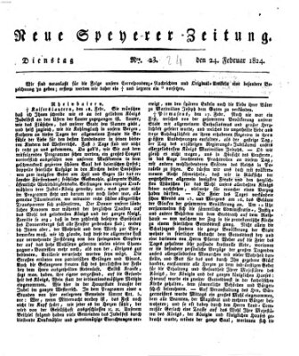 Neue Speyerer Zeitung Dienstag 24. Februar 1824