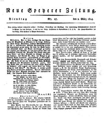 Neue Speyerer Zeitung Dienstag 2. März 1824
