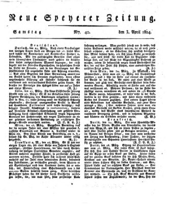 Neue Speyerer Zeitung Samstag 3. April 1824