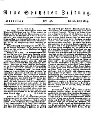 Neue Speyerer Zeitung Dienstag 20. April 1824