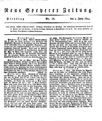 Neue Speyerer Zeitung Dienstag 1. Juni 1824