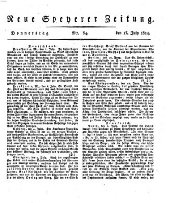 Neue Speyerer Zeitung Donnerstag 15. Juli 1824