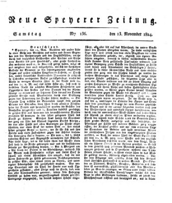 Neue Speyerer Zeitung Samstag 13. November 1824