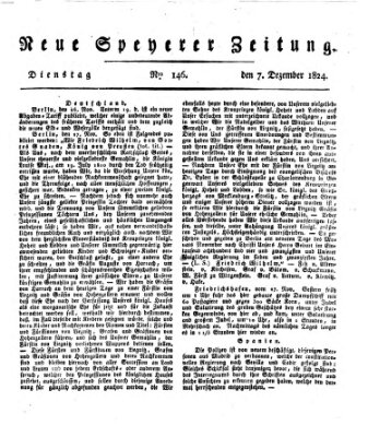 Neue Speyerer Zeitung Dienstag 7. Dezember 1824
