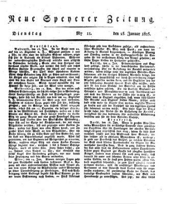 Neue Speyerer Zeitung Dienstag 25. Januar 1825