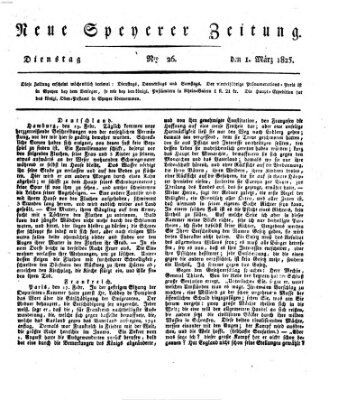 Neue Speyerer Zeitung Dienstag 1. März 1825
