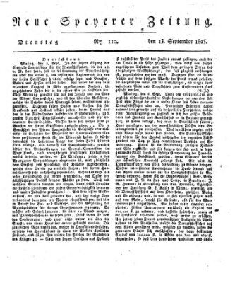 Neue Speyerer Zeitung Dienstag 13. September 1825