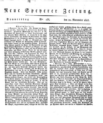 Neue Speyerer Zeitung Donnerstag 10. November 1825
