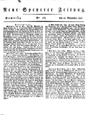 Neue Speyerer Zeitung Samstag 12. November 1825