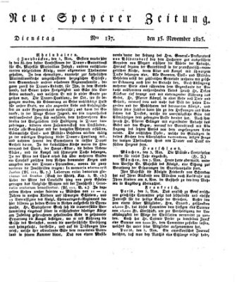 Neue Speyerer Zeitung Dienstag 15. November 1825