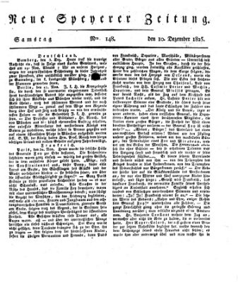 Neue Speyerer Zeitung Samstag 10. Dezember 1825