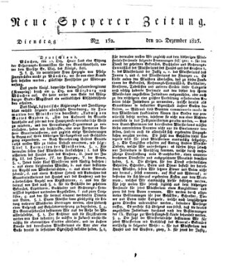 Neue Speyerer Zeitung Dienstag 20. Dezember 1825