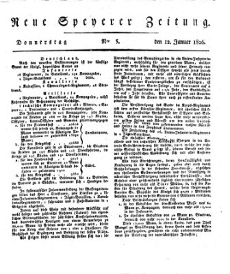 Neue Speyerer Zeitung Donnerstag 12. Januar 1826
