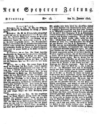 Neue Speyerer Zeitung Dienstag 31. Januar 1826