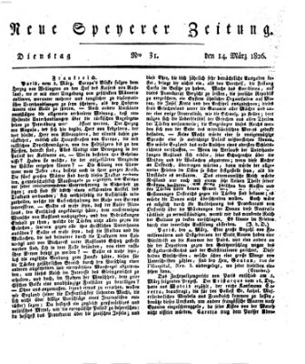 Neue Speyerer Zeitung Dienstag 14. März 1826