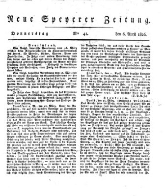 Neue Speyerer Zeitung Donnerstag 6. April 1826