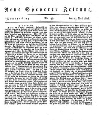 Neue Speyerer Zeitung Donnerstag 20. April 1826