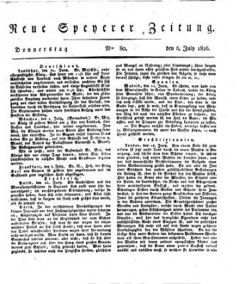 Neue Speyerer Zeitung Donnerstag 6. Juli 1826