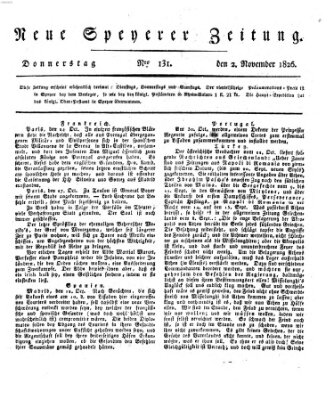 Neue Speyerer Zeitung Donnerstag 2. November 1826