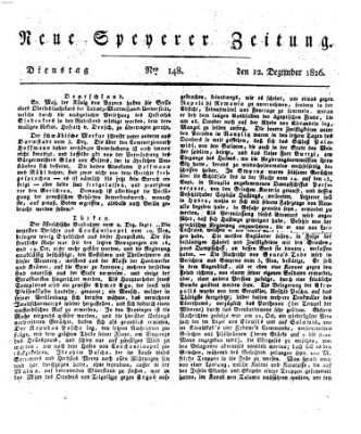 Neue Speyerer Zeitung Dienstag 12. Dezember 1826