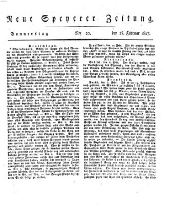 Neue Speyerer Zeitung Donnerstag 15. Februar 1827