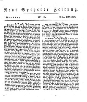 Neue Speyerer Zeitung Samstag 24. März 1827