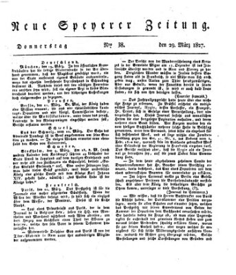 Neue Speyerer Zeitung Donnerstag 29. März 1827