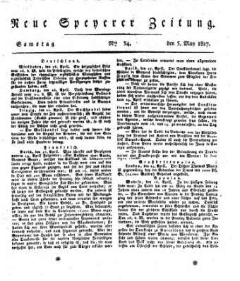 Neue Speyerer Zeitung Samstag 5. Mai 1827