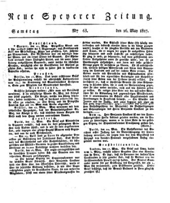 Neue Speyerer Zeitung Samstag 26. Mai 1827