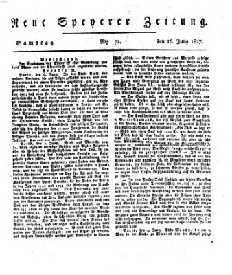 Neue Speyerer Zeitung Samstag 16. Juni 1827