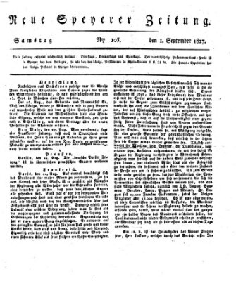 Neue Speyerer Zeitung Samstag 1. September 1827
